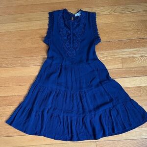 Navy Blue Sleeveless Lace Dress